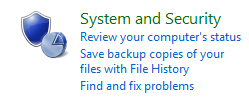 Control Panel - System and Security